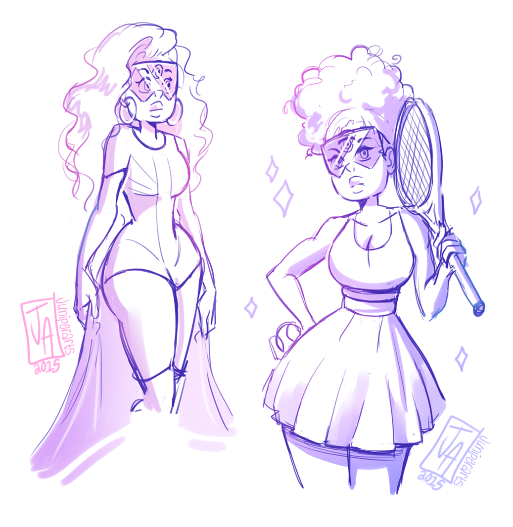 juniperarts: Here are a few messy sketches of Garnet in some different outfits and