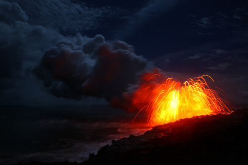 Porn Pics  Lava meets water off the shores of Hawaii