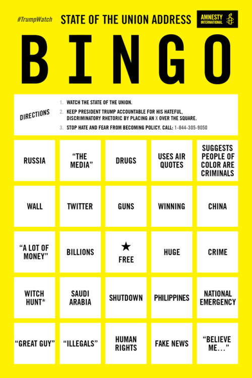 Hate and fear have no place in the United States. Join our #TrumpWatch BINGO during tonight’s 