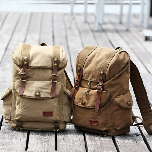 lovelyanifashion:Canvas Large Capacity Sports Travel BackpacksCanvas Casual Multi-pocket Climbing Ou