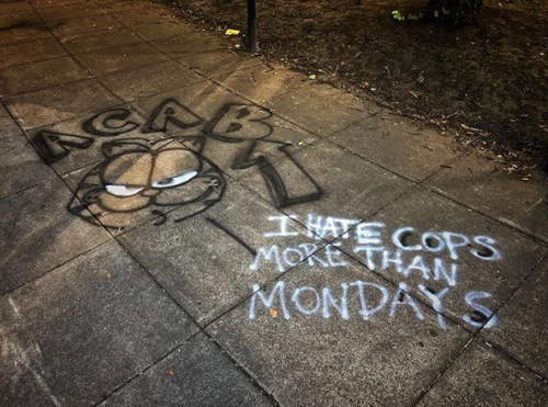 radicalgraff: ‘ACAB / I hate cops more than Mondays’ Seen in Portland, Oregon