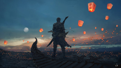 Sky Lanterns by wlop More concept art here.