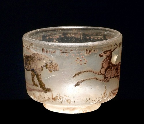 theancientwayoflife:~ Circus glass cup from Nordrup.Culture: RomanPlace of origin: Denmark