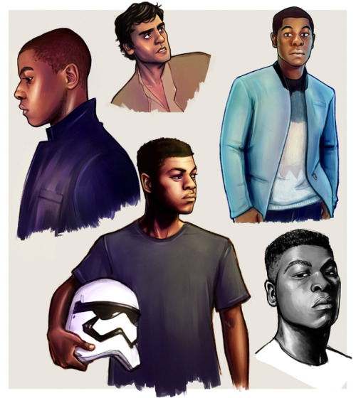 4 times I studied John Boyega + 1 time I studied Oscar Isaac instead(old drawings I did back when tf