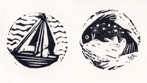 Some tiny stamp carving! ⛵I recently got the urge to make some linocuts, so I’m rolling with i