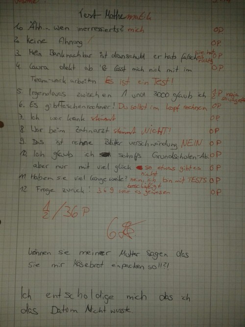 -fake-smile-:  einfachalleingelassen:  nevertheonlyoneforanyone:  little-princessss:  weil-wegen-liebe:  Es gab den test zurück!  das is das beste was ich jemals gesehen habe!!!!  wie genial hahaha  hahahahaha  Hahahahahahaha 