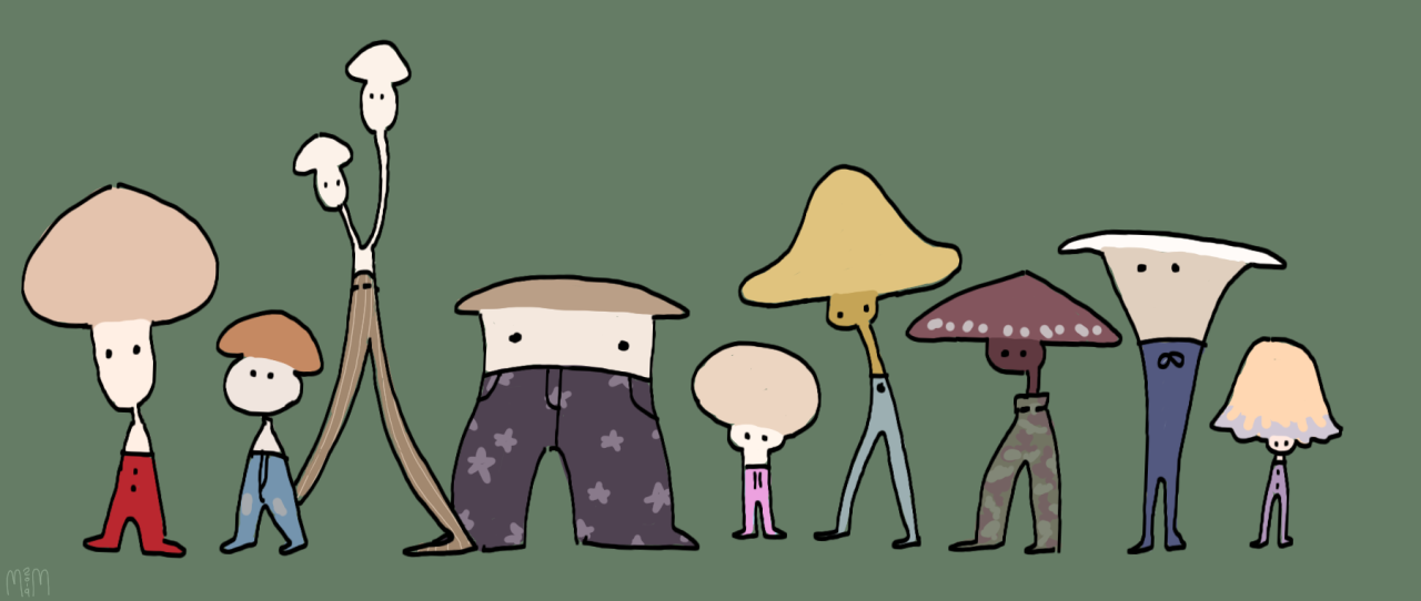 martiantoad:Parade of mushrooms in pants