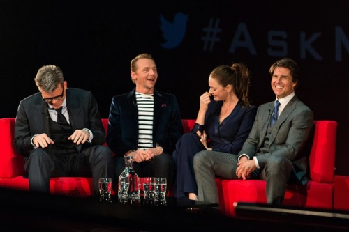 Christopher McQuarrie, Simon Pegg, Rebecca Ferguson and Tom Cruise take part in a Q&A at the UK 