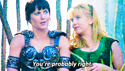 9r7g5h: xenasmanyskills:  onebluesky:   Xena Meme:↳Seven Funny Moments [1/7]  “A Day in the Life”  Look how close they’re sitting!! Look at them grinning!! Look how much my babies love each other!!  They’re so adorable. 