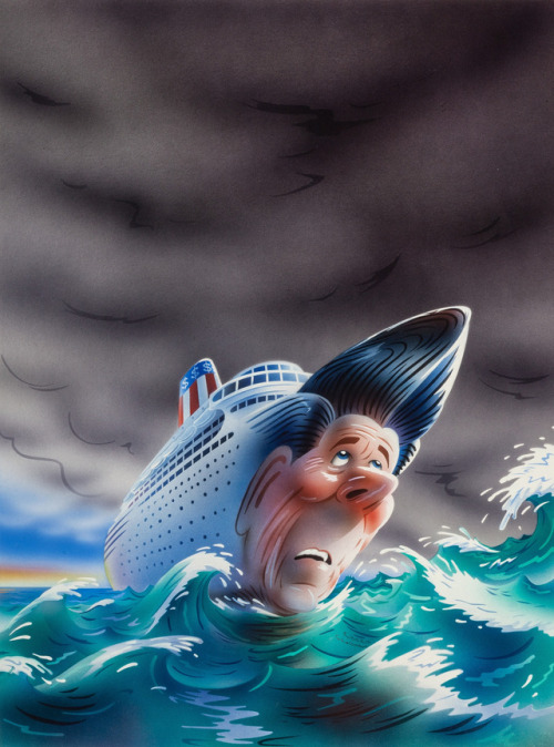 Reagan in Trouble.Robert Grossman illustration for TIME magazine, circa 1981. Not sure what specific