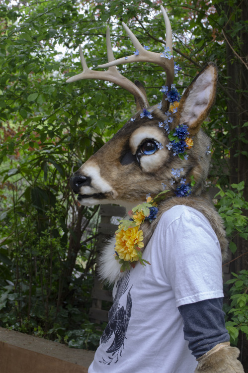 The floral deer 2.0! This time a wearable mask instead of exclusively a wall mount. He’s 