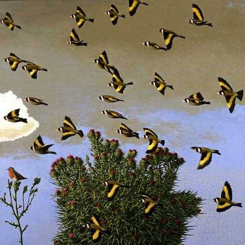 David Inshaw (b.1942) - Goldfinches. 2003-2004.