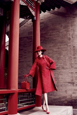 womensweardaily:   &ldquo;Portrait of a Lady&rdquo; in Vogue China, featuring Sui He, styled by Anastasia Barbieri. Photo by Mario Testino/Courtesy of Vogue China  