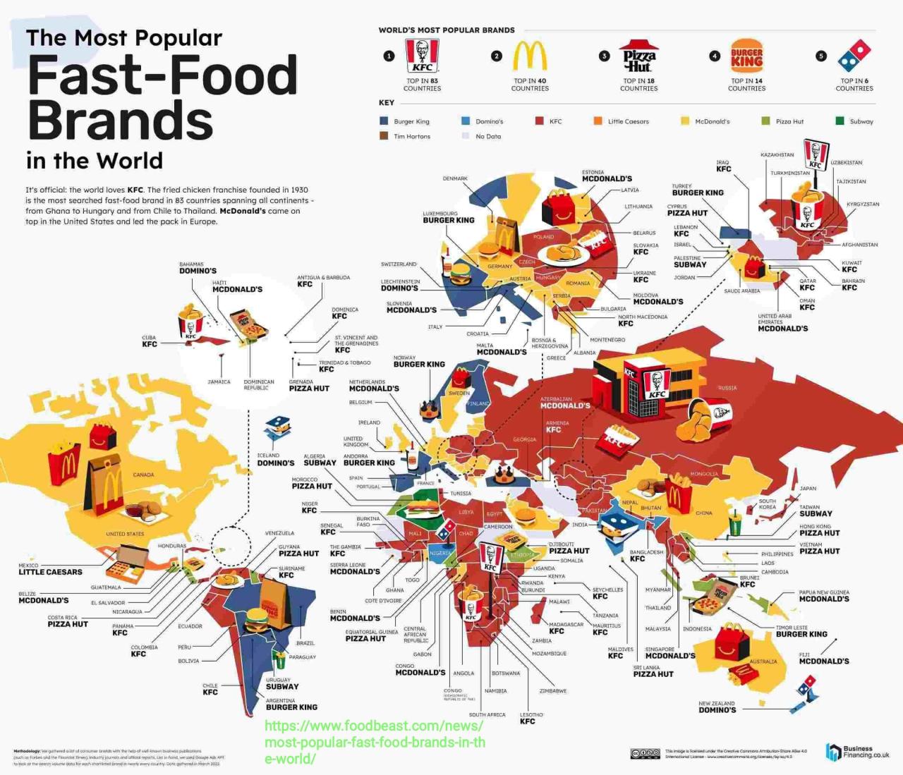 Map Of The World s Most Popular Fast Food Brands Maps On The Web