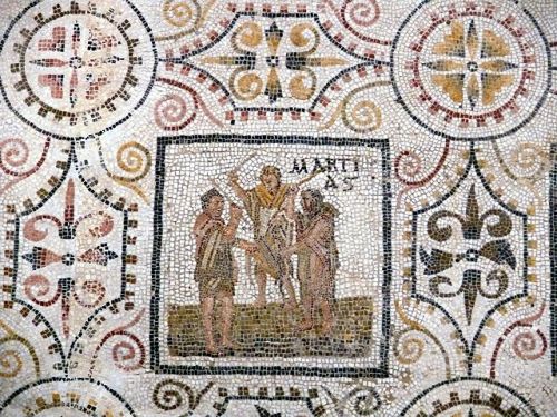 honorthegods:honorthegods:Martius, fragment of a mosaic with the months of the year. First half thir