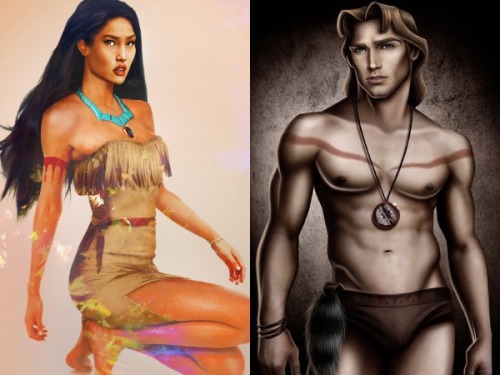 thegoddamazon:  missmisandry:  Two of my favorite Disney fan art series’, together at last. Jirka Vinse’s  Real Life Disney Girls and David Kawena’s Disney Heroes Hyper-realistic women and hyper-sexualized men   I’m about that life. 