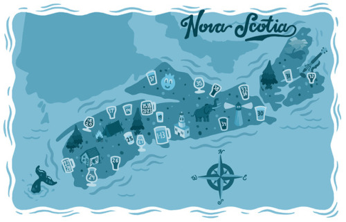Map of Nova Scotia breweries and brewpubs as featured in East Coast Crafted: The Essential Guide to 