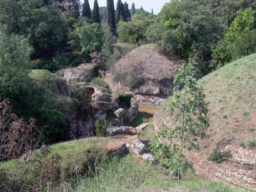 ancientart:The Etruscan Necropolis near Cerveteri, known as Banditaccia. Rome, Italy. An e