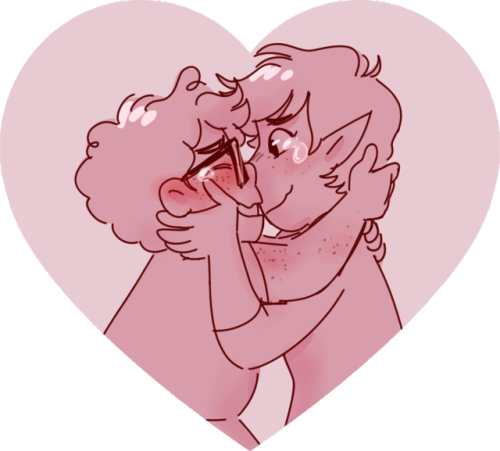 bortmcjorts::’) [image description: a monochromatic pink-toned drawing of Barry and Lup, frame