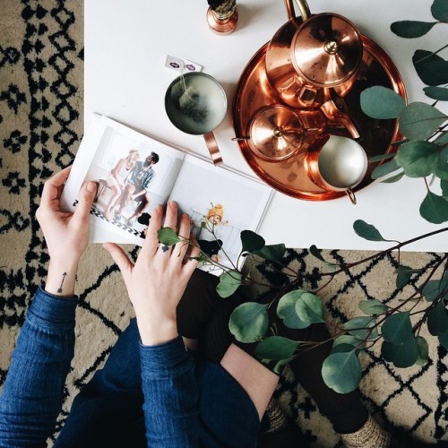 johnnaholmgren: Enjoying this linen covered album this afternoon over chamomile tea and a lit sage s