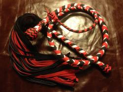 bdsmgeek:  edgeplay-co-uk:  Harley Quinn themed whip and flogger. Only one of each made, both available on Impact-Toys.com  This is so great!