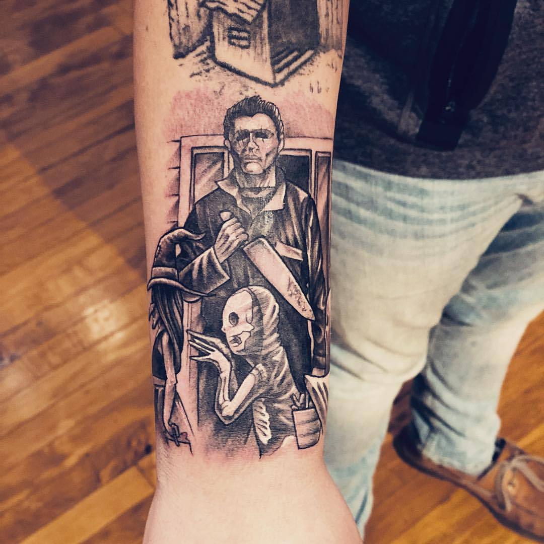 Matt Philbrick Tattoos  Michael Myers done for Panos horror sleeve one  more session should have this arm dusted Thanks bro    Made with  inkjecta waverlycolorco michealmyers halloween  Facebook