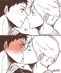 owls-007:  okay but what if daisuga are talking and suddenly daichi turns his head towards suga only to realize he’s only a kiss away from him… …and of course suga wouldn’t let go of the opportunity… 