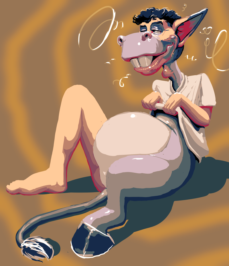 swatcher:Curlycoon took a donkey potion and it went right to his hip.