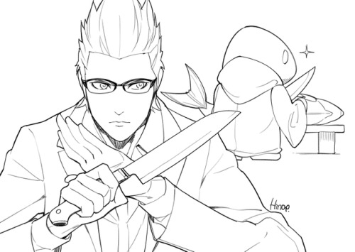 hinoe-0:  From a patron of mine’s request: Ignis and a Tonberry engaging in a culinary battle :)Patreon  | Redbubble | Society6
