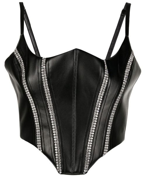 martysimone:AREA | crystal embellished vegan leather corset top | RTW04 2021