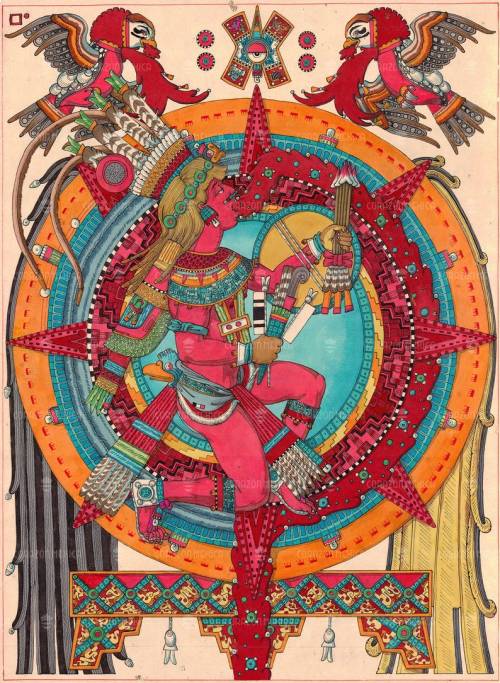 Tonatiuh, the Sun God, Native American, Aztec by Corazon Mexica.