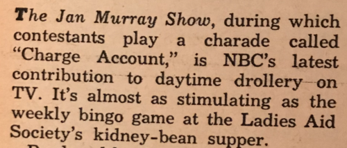 The Jan Murray Show is as stimulating as the weekly bingo game at the Ladies Aid Society