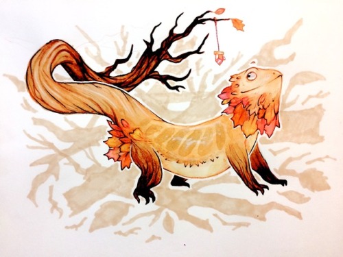 william-snekspeare:bearded dragon dryad is here to accompany you on your autumn forest journey! Just