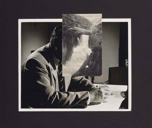 zzzze:  John Stezaker, Untitled (collage, silver print and postcard collage mounted on cardboard: 8.27 × 9.92 in) 