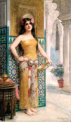 artbeautypaintings:Oriental lady with tambourine