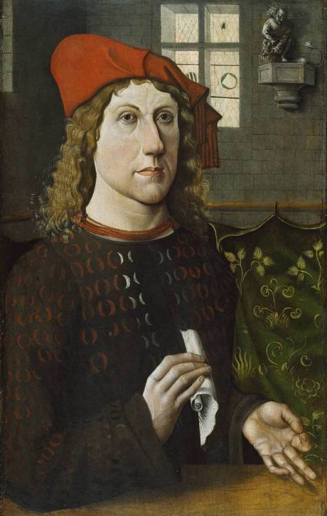 Retrato de un hombre joven por el Maestro del Juicio Final de Lüneburg, 1485