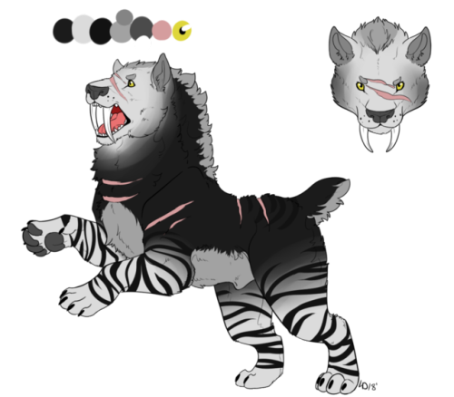 Have I shown yall my fursona, Rokcha?? Original ref (bottom) and design made by @br00d-mother that i