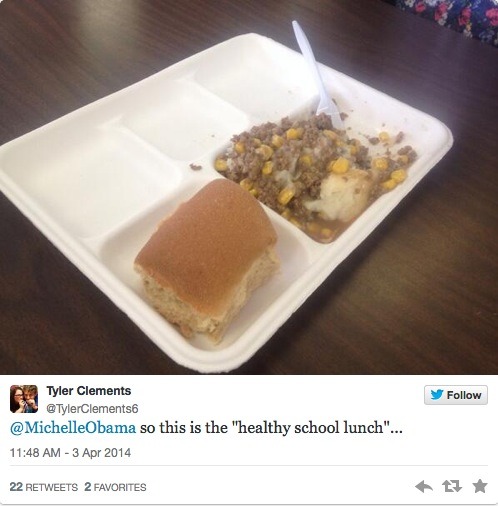 viviku:  vandigo:  redsuns-n-orangemoons:  shybairnsget-nowt:  americas-liberty:  Students Fed Up With Michelle Obama’s School Lunch Overhaul — Menu-Item Snapshots Spell Out Why  Wow that is depressing.   okay but is that michelle’s fault for pushing