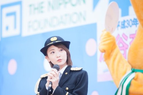 Ikoma was appointed as Shibuya Station’s one day police chief to promote traffic safety today.
