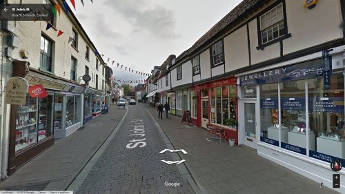 streetview-snapshots:Small shops, St John’s Street, Bury St Edmunds