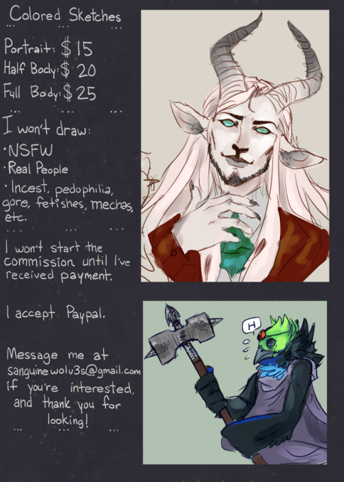 sanguinewolves - im opening up commissions again. - ] If you’d...