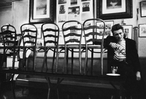 babeimgonnaleaveu: James Dean at Jerry’s Bar on West Fifty Fourth Street, NYC, 1955.