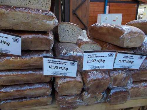 Some food merchandise offered during Christmas market 2021 in the city Wroclaw in Poland.