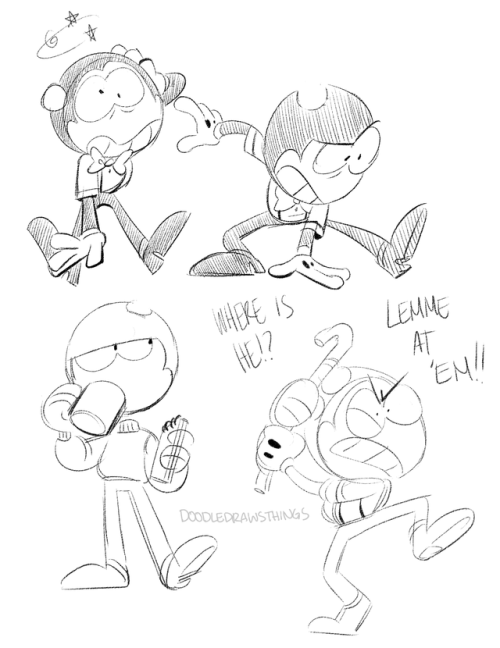 doodledrawsthings:Various Bendy-related doodles i did as warm ups a while ago