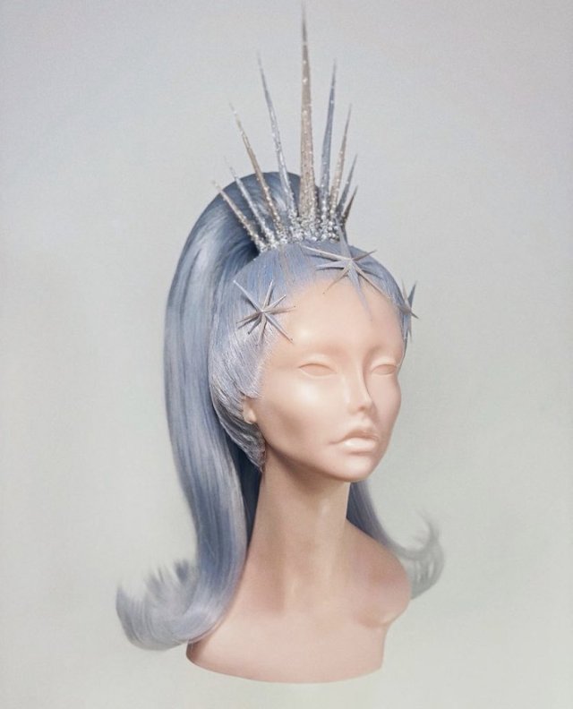Wig by Christophe Mecca #wig#blue hair#hairstyle#fairy#fantasy#crown#wigstyling#christophe mecca