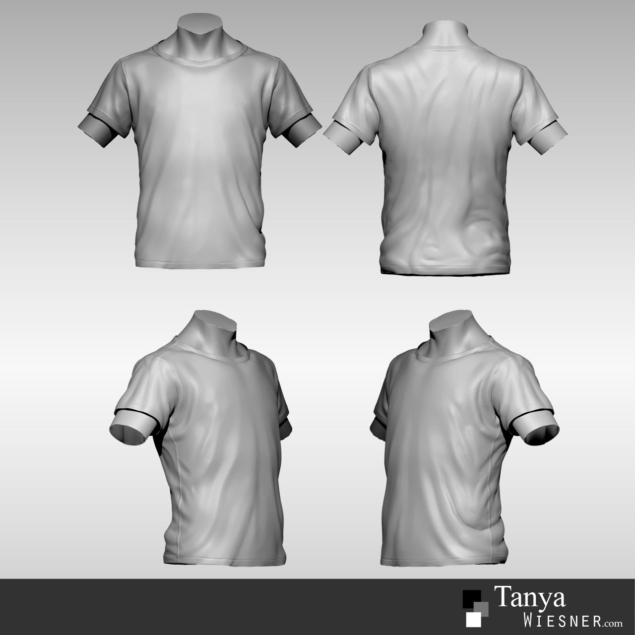 Tanya Wiesner – T-Shirt Sculpt & Render T-shirt sculpted in...