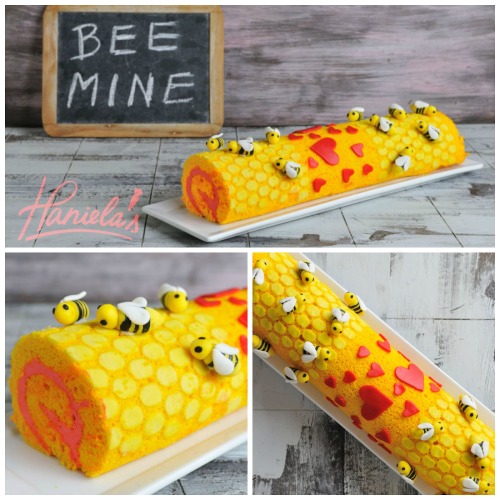 DIY Bee Mine Valentine’s Cake Roll Tutorial and Recipe from Haniela’s.The DIY Bee Mine Valentine’s C