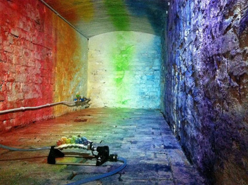  Liquid Rainbow Machine by Edwin Deen If your walls are white, and you want to add more color to your life – take a look at this rainbow sprinkler by Edwin Deen. Netherlands-based artist transformed an ordinary garden sprinkler into an amazing rainbow