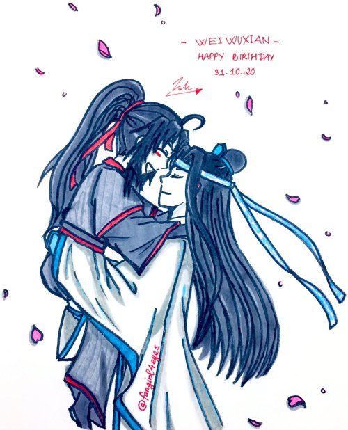  Happy Birthday Wei Wuxian!!  (/ ≧ ▽≦)/.｡.:*☆ Been awhile since the last time I draw these two&helli