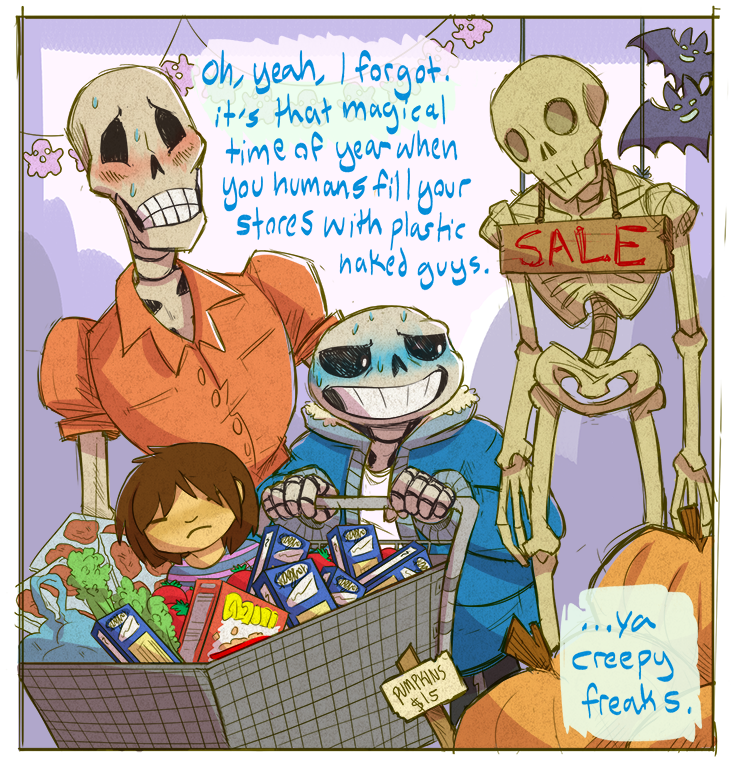 sabrebash:  More halloween Undertale. Secretly Sans loves it. 